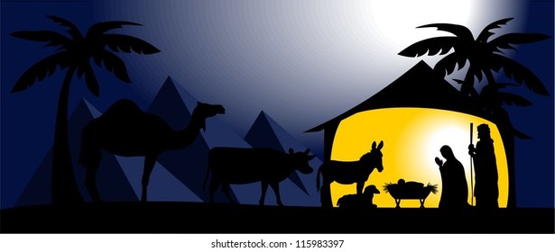 An editable Christmas nativity scene
