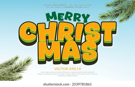 Editable christmas text effect 3d style
