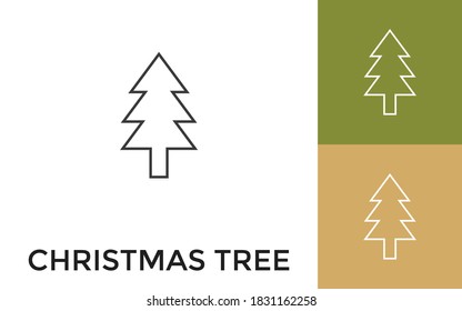 Icono de línea delgada del árbol de Navidad editable con título. Útil para aplicaciones móviles, sitio web, software y medios impresos.