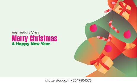 Diseño web de Navidades editables con espacio en blanco y Arte vectorial ornamental. fondo fluido abstracto de la Navidad con la caja de regalo y la Ilustración vectorial ornamental 