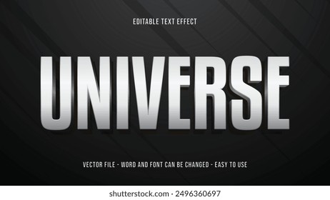 Editable chrome 3d text effect, silver style template