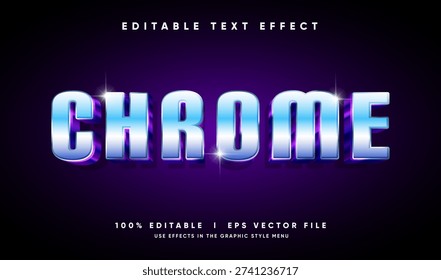 editable chrome 3d vector text effect with modern style