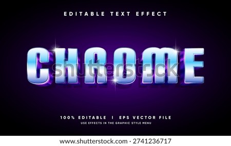 editable chrome 3d vector text effect with modern style