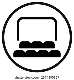 Editable cinema auditorium, seats, screen vector icon. Movie, cinema, entertainment. Part of a big icon set family. Perfect for web and app interfaces, presentations, infographics, etc