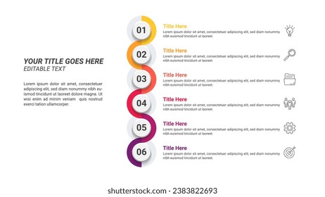 Editable Circle Workflow Infographics From 1 Up to 6 Steps on a 16:9 Ratio Layout for Business Presentations, Planning, Management, and Evaluation.