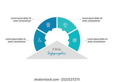 Editable Circular Infographic: 4-Step Process Flowchart for Business Presentations and Marketing Data Visualization
