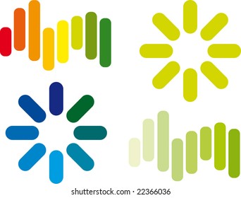 Editable circular sunburst and gradient in multicolor and green