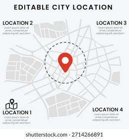 Editierbare Stadtplan Infografik mit Red Pin und Text Platzhalter