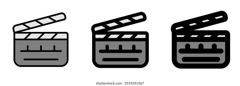 Tablero de tapa editable, producción de película, acción, ícono de Vector de escena. Película, cine, entretenimiento. Parte de una gran familia de iconos. Perfecto para interfaces de Web y App, presentaciones, infografías, etc