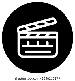 Editable clapperboard, film production, action, scene vector icon. Movie, cinema, entertainment. Part of a big icon set family. Perfect for web and app interfaces, presentations, infographics, etc