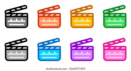 Editable clapperboard, film production, action, scene vector icon. Movie, cinema, entertainment. Part of a big icon set family. Perfect for web and app interfaces, presentations, infographics, etc