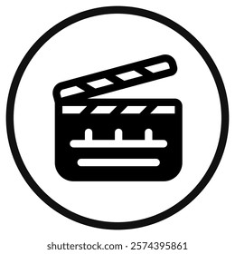 Editable clapperboard, film production, action, scene vector icon. Movie, cinema, entertainment. Part of a big icon set family. Perfect for web and app interfaces, presentations, infographics, etc