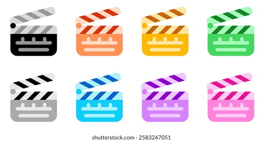 Editable clapperboard, film production, action, scene vector icon. Movie, cinema, entertainment. Part of a big icon set family. Perfect for web and app interfaces, presentations, infographics, etc