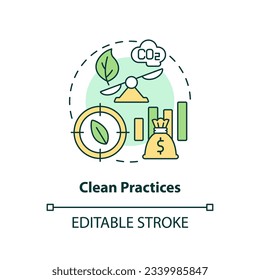 Editable clean practices concept, isolated vector, thin line icon representing carbon border adjustment.