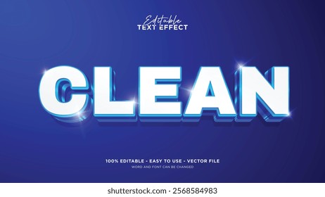 Editable clean text style effect, 3d vector mock up