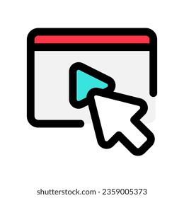 Editable click to play video vector icon. Online learning, course, tutorial. Part of a big icon set family. Perfect for web and app interfaces, presentations, infographics, etc