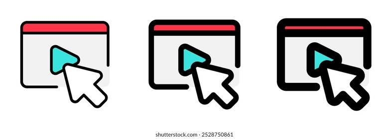 Editable click to play video vector icon. Online learning, course, tutorial. Part of a big icon set family. Perfect for web and app interfaces, presentations, infographics, etc