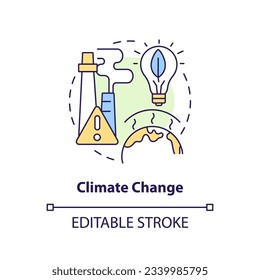 Concepto de cambio climático editable, vector aislado, icono de línea delgada que representa el ajuste de la frontera de carbono.