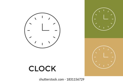 Editable Clock Thin Line Icon with Title. Useful For Mobile Application, Website, Software and Print Media.