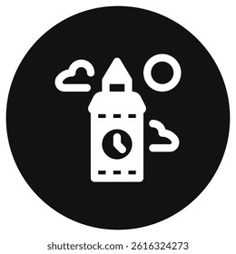 Editable clock tower, skyscraper, office vector icon. Landmark, monument, building, architecture. Part of a big icon set family. Perfect for web and app interfaces, presentations, infographics, etc