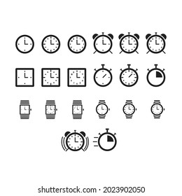 Editable clock watch and stopwatch vector icons