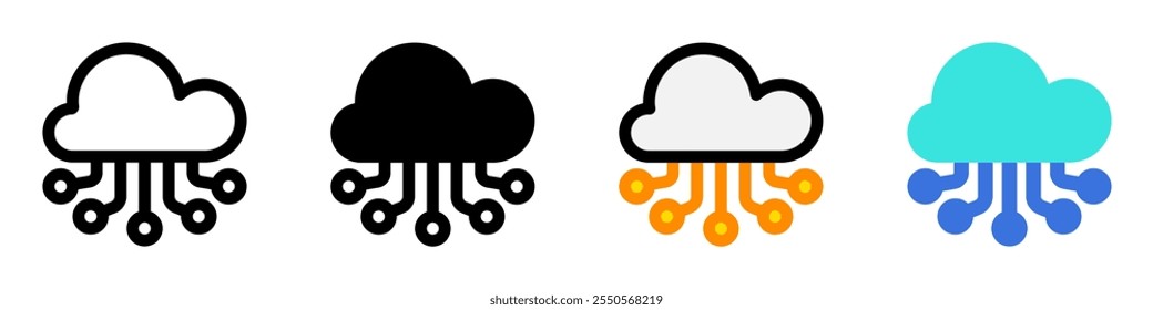 Editable cloud network, computing vector icon. AI technology, artificial intelligence, computer. Part of a big icon set family. Perfect for web and app interfaces, presentations, infographics, etc