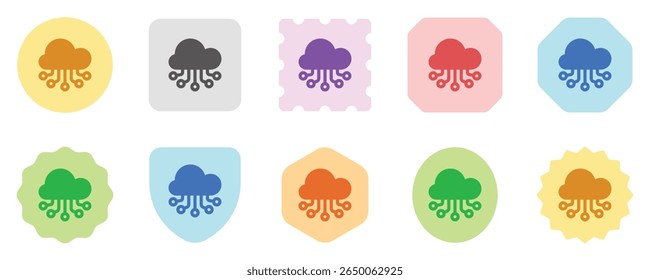 Rede em nuvem editável, ícone de vetor de computação. Tecnologia de IA, inteligência artificial, computador. Parte de uma grande família de conjuntos de ícones. Perfeito para interfaces web e app, apresentações, infográficos, etc