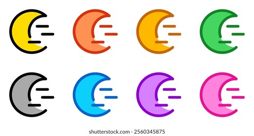 Editable cloudy windy moon vector icon. Part of a big icon set family. Perfect for web and app interfaces, presentations, infographics, etc