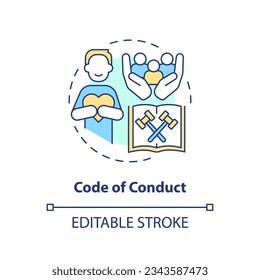 Editable code of conduct icon concept, isolated vector, lobbying government thin line illustration.