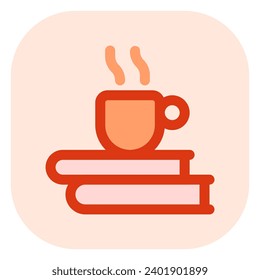 Editable coffee break, cup, books vector icon. Remote work, job, profession, freelance. Part of a big icon set family. Perfect for web and app interfaces, presentations, infographics, etc