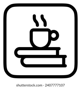 Bearbeitbare Kaffeepause, Tasse, Bücher Vektorsymbol. Fernarbeit, Beruf, Freiberufler. Teil einer großen Icon-Set-Familie. Perfekt für Web- und App-Schnittstellen, Präsentationen, Infografiken usw.
