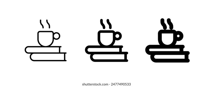 Editable coffee break, cup, books vector icon. Remote work, job, profession, freelance. Part of a big icon set family. Perfect for web and app interfaces, presentations, infographics, etc