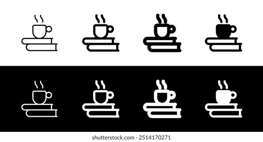 Editable coffee break, cup, books vector icon. Remote work, job, profession, freelance. Part of a big icon set family. Perfect for web and app interfaces, presentations, infographics, etc