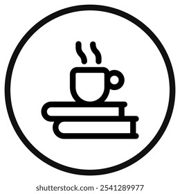 Pausa de café editable, taza, icono de Vector de libros. Trabajo remoto, trabajo, profesión, freelance. Parte de una gran familia de iconos. Perfecto para interfaces de Web y App, presentaciones, infografías, etc