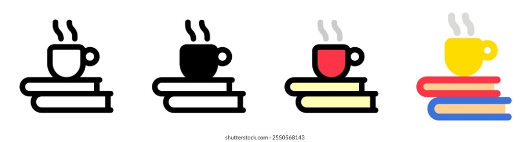 Pausa de café editable, taza, icono de Vector de libros. Trabajo remoto, trabajo, profesión, freelance. Parte de una gran familia de iconos. Perfecto para interfaces de Web y App, presentaciones, infografías, etc