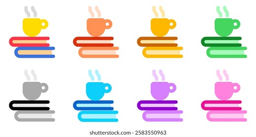 Editable coffee break, cup, books vector icon. Remote work, job, profession, freelance. Part of a big icon set family. Perfect for web and app interfaces, presentations, infographics, etc