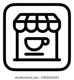 Icono del vector de construcción de la cafetería editable. Cafetería, cafetería, restaurante, bebida, bebidas. Parte de una familia de iconos grandes. Perfecto para interfaces web y de aplicaciones, presentaciones, infografías, etc