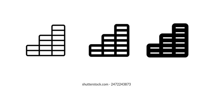 Editable coin stack, bar chart vector icon. Part of a big icon set family. Finance, business, investment, accounting. Perfect for web and app interfaces, presentations, infographics, etc