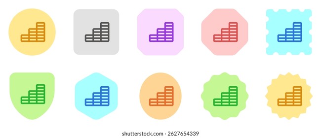 Pilha de moedas editável, ícone do vetor do gráfico de barras. Parte de uma grande família de conjuntos de ícones. Finanças, negócios, investimento, contabilidade. Perfeito para interfaces web e app, apresentações, infográficos, etc