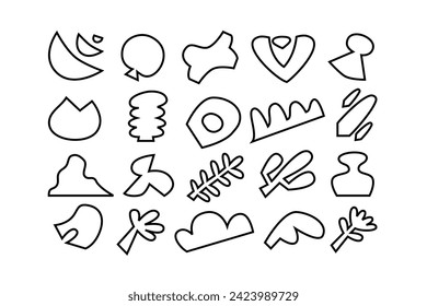 Editable collection of abstract vector shapes. DIY graphic kit to create your own aesthetic art and design. Use on printable product, presentation, infographics, content, publication, packaging, UI