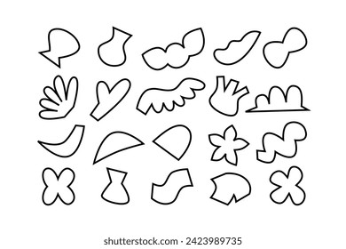 Editable collection of abstract vector shapes. DIY graphic kit to create your own aesthetic art and design. Use on printable product, presentation, infographics, content, publication, packaging, UI
