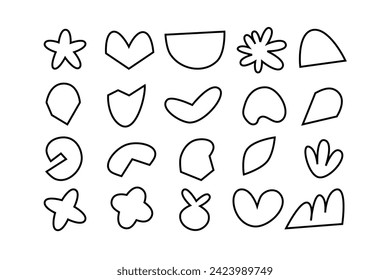 Editable collection of abstract vector shapes. DIY graphic kit to create your own aesthetic art and design. Use on printable product, presentation, infographics, content, publication, packaging, UI