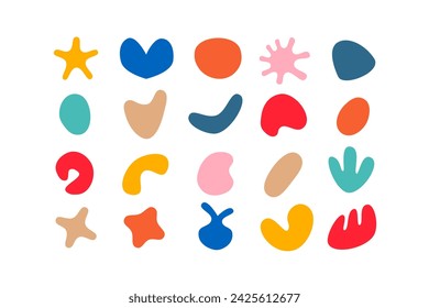 Editable collection of abstract vector shapes. DIY graphic kit to create your own aesthetic art and design. Use on printable product, presentation, infographics, content, publication, packaging, UI