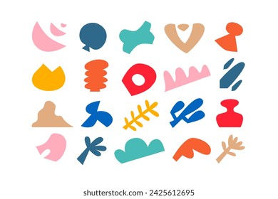 Editable collection of abstract vector shapes. DIY graphic kit to create your own aesthetic art and design. Use on printable product, presentation, infographics, content, publication, packaging, UI