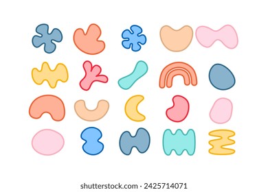 Editable collection of abstract vector shapes. DIY graphic kit to create your own aesthetic art and design. Use on printable product, presentation, infographics, content, publication, packaging, UI