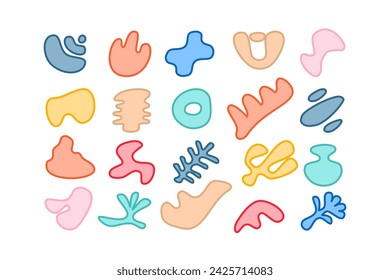 Editable collection of abstract vector shapes. DIY graphic kit to create your own aesthetic art and design. Use on printable product, presentation, infographics, content, publication, packaging, UI