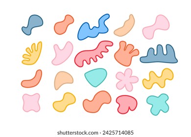 Editable collection of abstract vector shapes. DIY graphic kit to create your own aesthetic art and design. Use on printable product, presentation, infographics, content, publication, packaging, UI