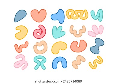 Editable collection of abstract vector shapes. DIY graphic kit to create your own aesthetic art and design. Use on printable product, presentation, infographics, content, publication, packaging, UI