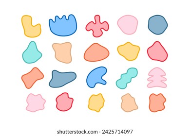 Editable collection of abstract vector shapes. DIY graphic kit to create your own aesthetic art and design. Use on printable product, presentation, infographics, content, publication, packaging, UI