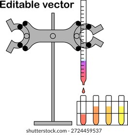 Editable color column chromatography burette with test tubes